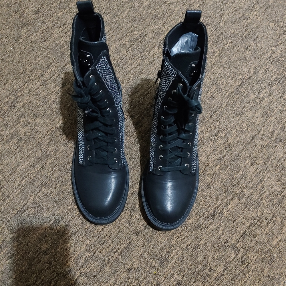 bebe Black Lace Up Boots